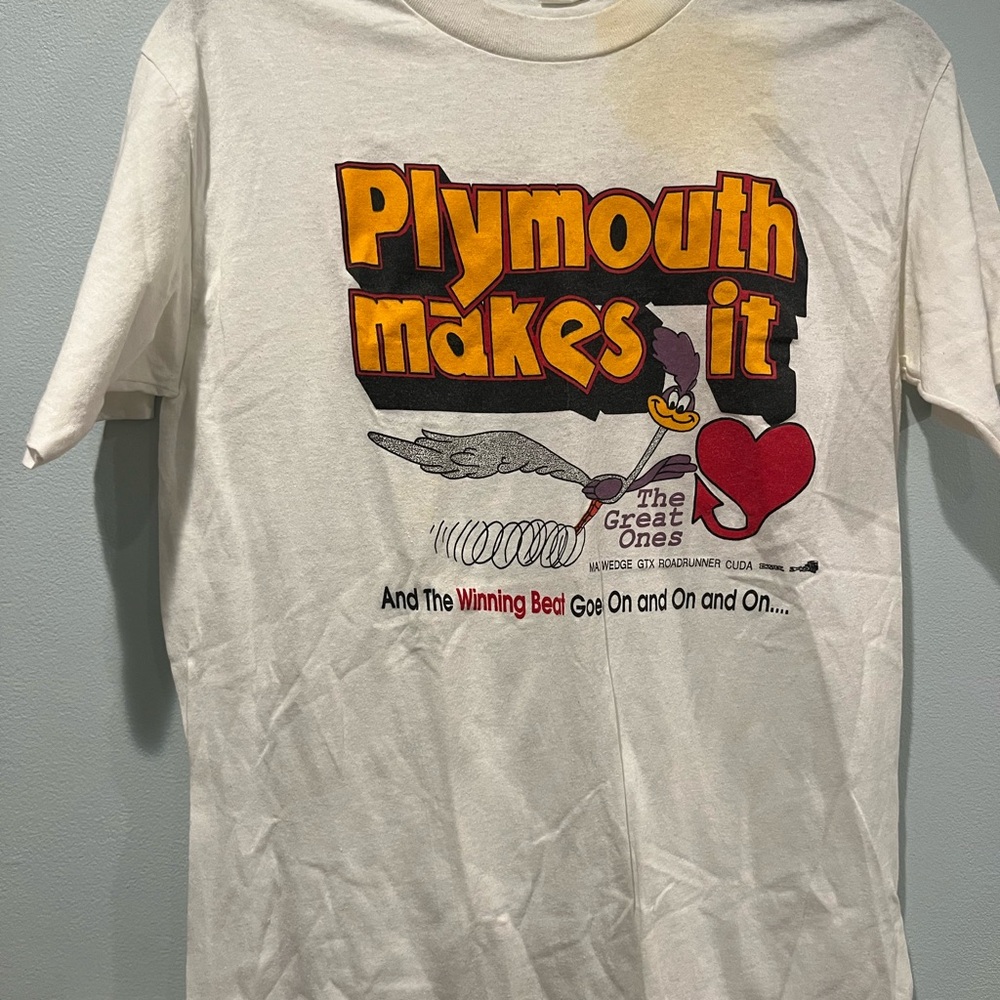 Vintage Graphic T-Shirt with Plymouth Design